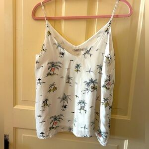 Faherty spaghetti strap tropical beach vacation theme white cami camisole tank S